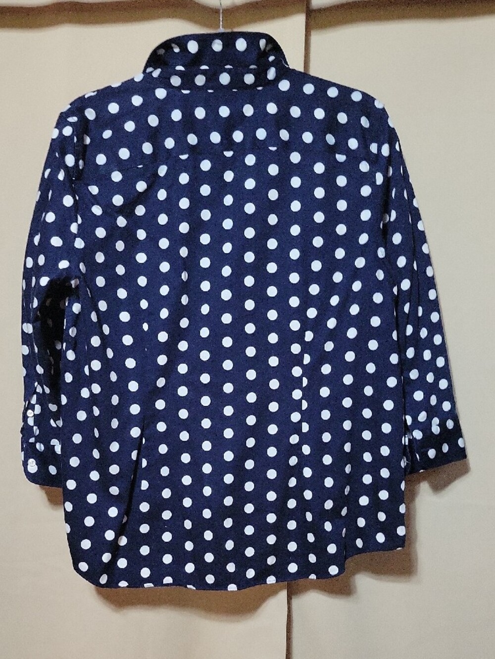 Chaps Navy and White Polka Dot No Iron Button-Down Shirt - Picture 4 of 5